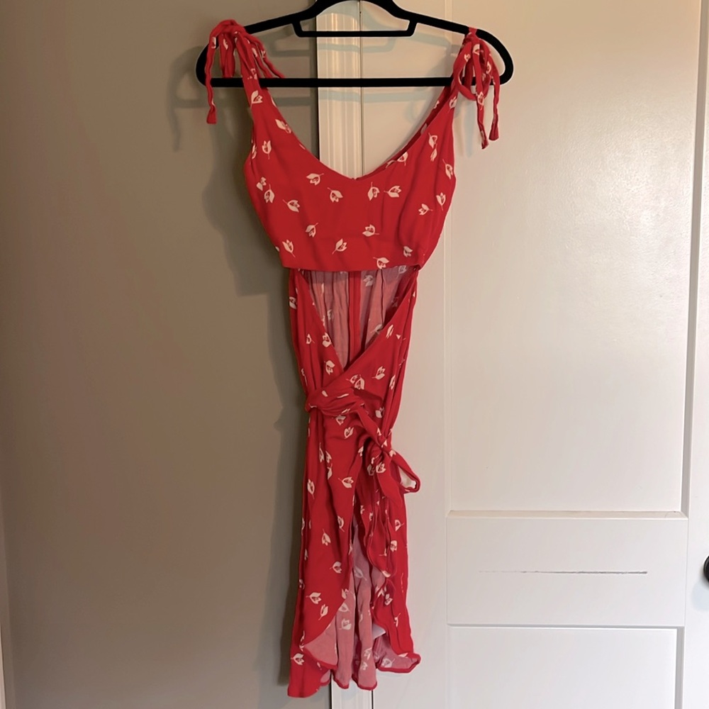 Reformation Red Belinda Floral Jeanne Sheath Cocktail Dress - Size 0 - Picture 3 of 9